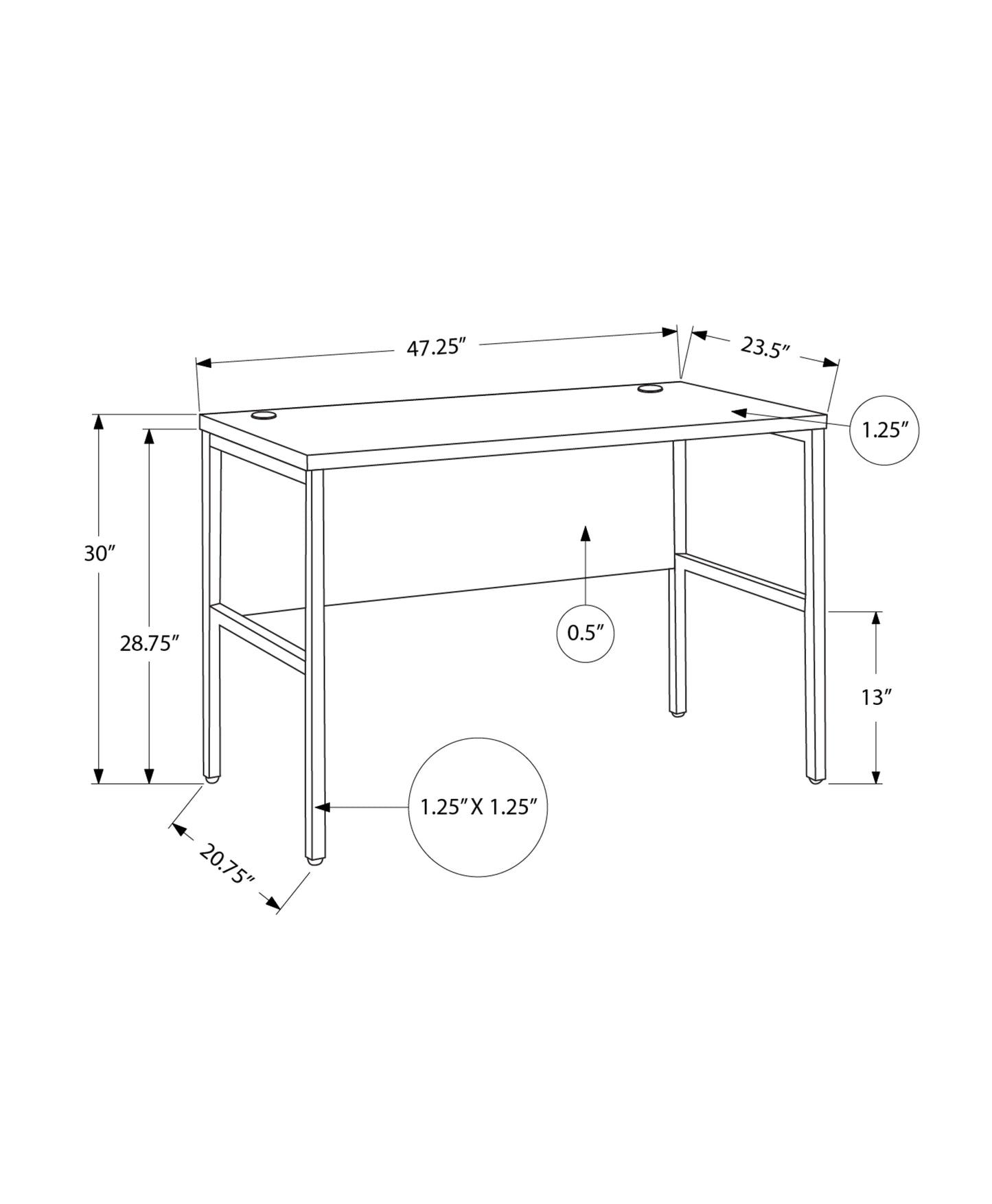 title:Computer Desk, 48"l, Work, Home Office, Commercial Grade, Grey Laminate, Black Metal, Contemporary, Modern;color:Grey