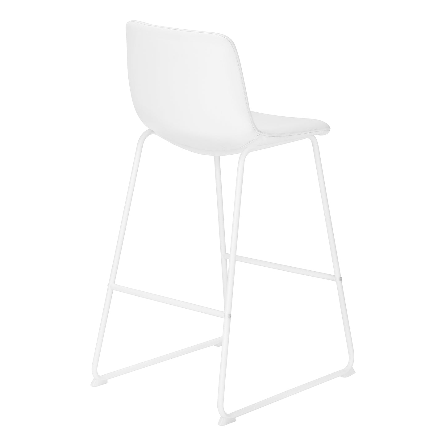 title:Office Chair, Bar Height, Standing, Computer Desk, Work, White Leather Look, White Metal, Contemporary, Modern;color:White