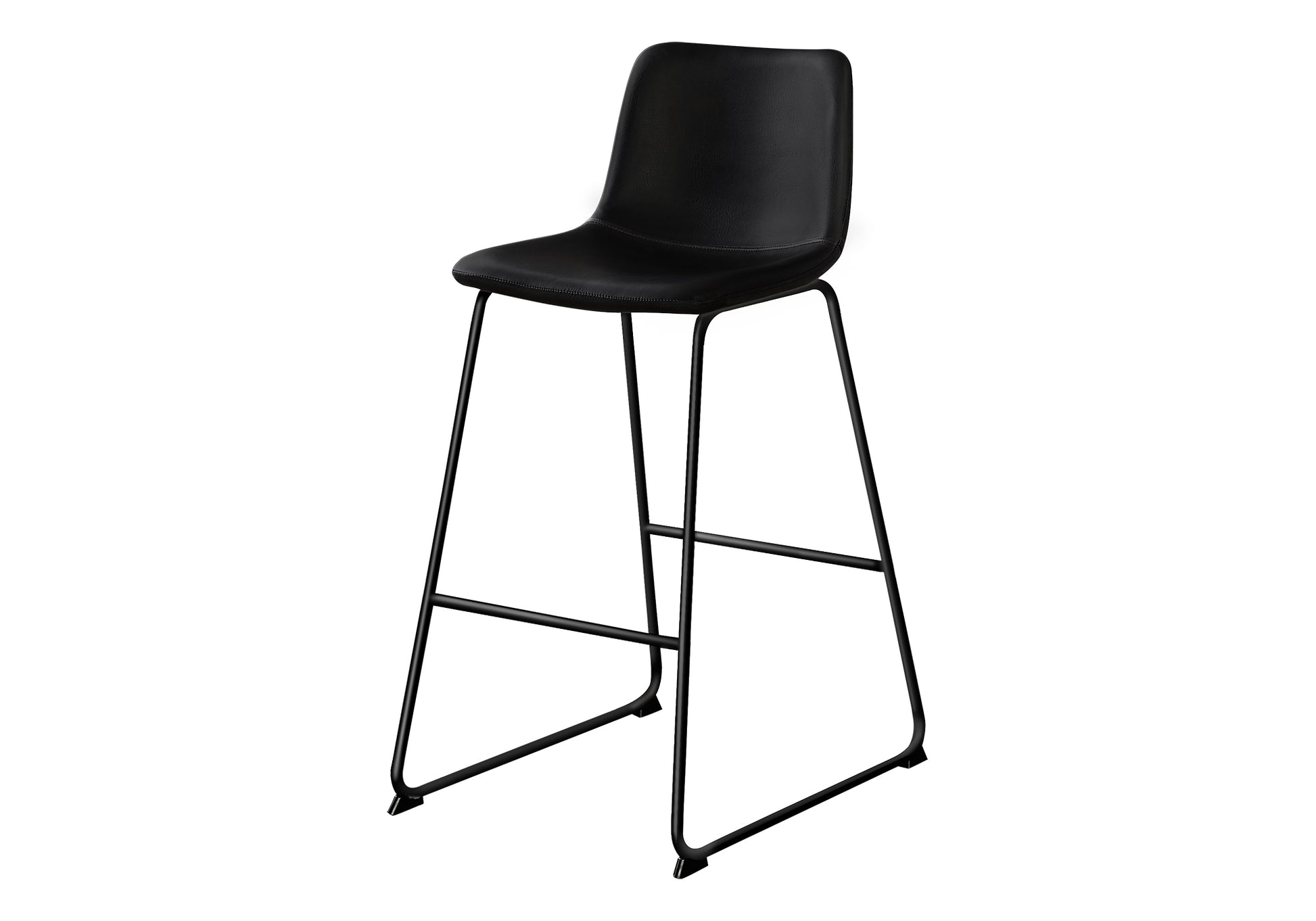 title:Office Chair, Bar Height, Standing, Computer Desk, Work, Black Leather Look, Black Metal, Contemporary, Modern;color:Black