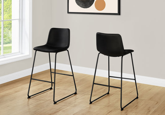 title:Office Chair, Bar Height, Standing, Computer Desk, Work, Black Leather Look, Black Metal, Contemporary, Modern;color:Black