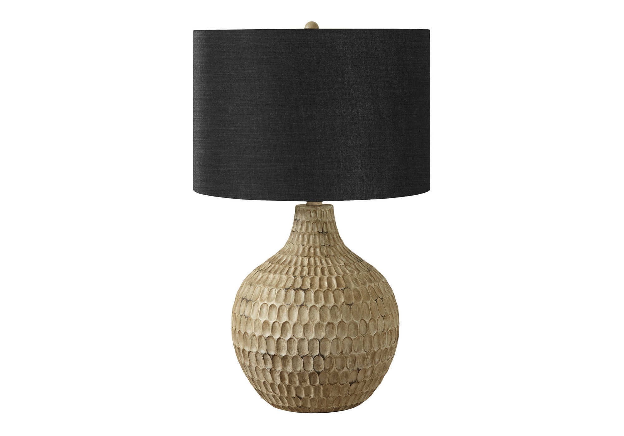 title:Lighting, 25"h, Table Lamp, Black Shade, Brown Resin, Contemporary;color:Brown