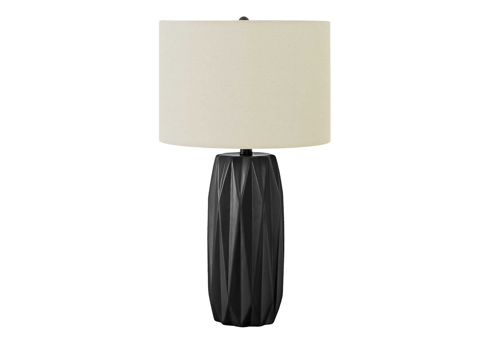 title:Lighting, 25"h, Table Lamp, Black Ceramic, Ivory / Cream Shade, Contemporary;color:Black