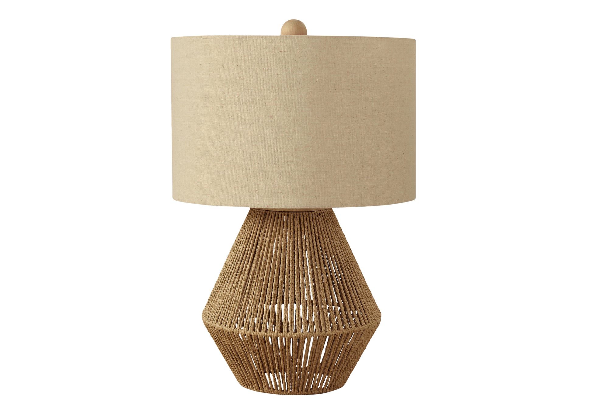 title:Lighting, 22"h, Table Lamp, Brown Rope, Beige Shade, Transitional;color:Brown