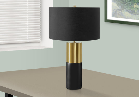 title:Lighting, 25"h, Table Lamp, Black Concrete, Black Shade, Contemporary;color:Black