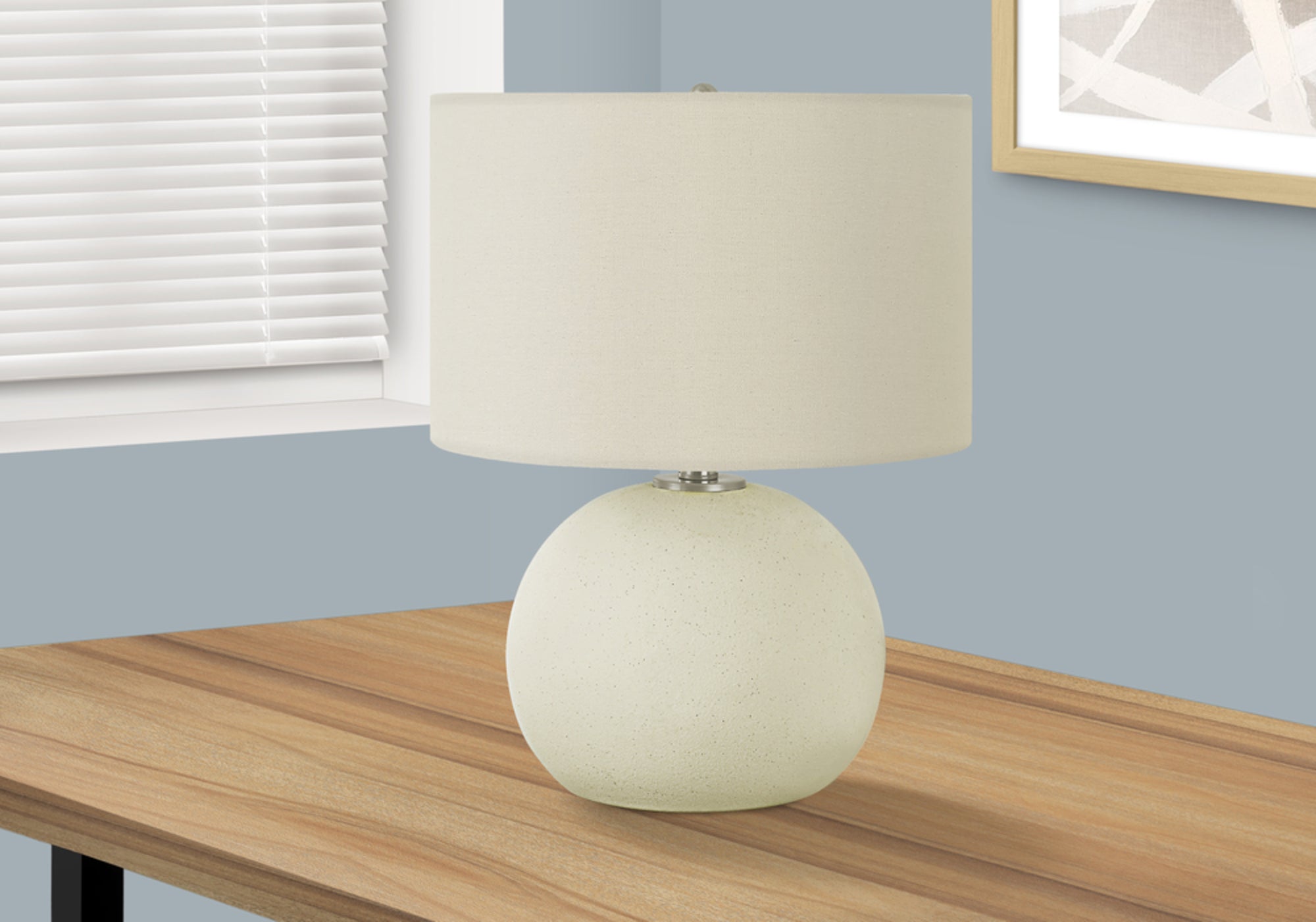 title:Lighting, 18"h, Table Lamp, Ivory / Cream Shade, Cream Ceramic, Contemporary;color:Cream