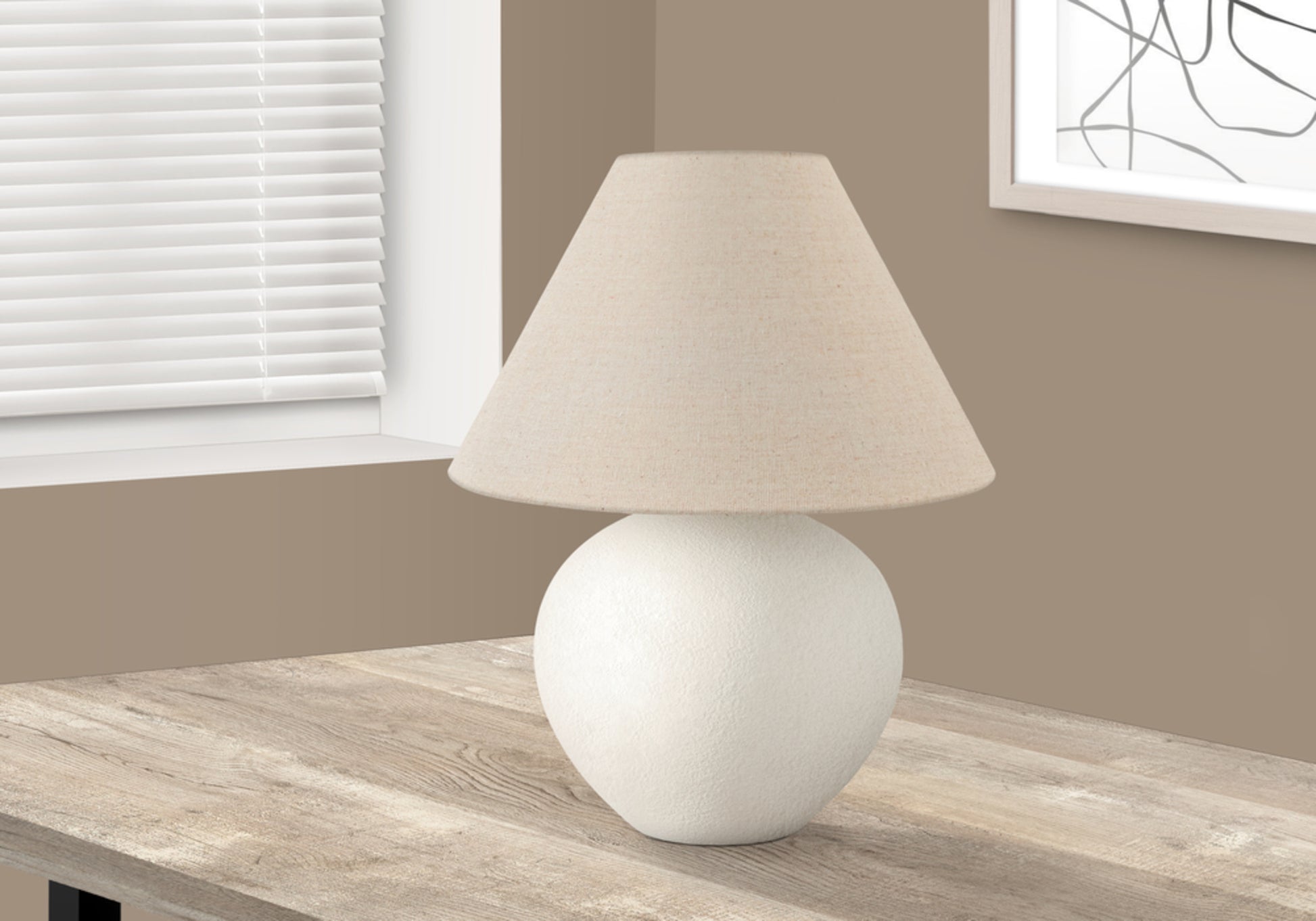 title:Lighting, 16"h, Table Lamp, Cream Shade, Cream Ceramic, Contemporary;color:Cream