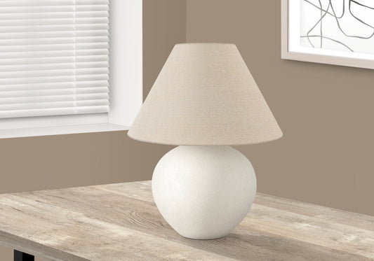 title:Lighting, 16"h, Table Lamp, Cream Shade, Cream Ceramic, Contemporary;color:Cream