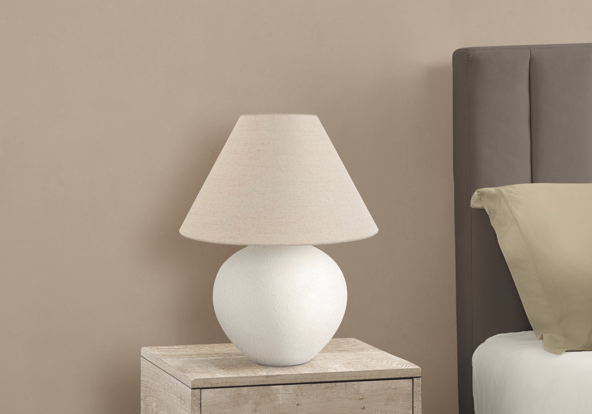 title:Lighting, 16"h, Table Lamp, Cream Shade, Cream Ceramic, Contemporary;color:Cream