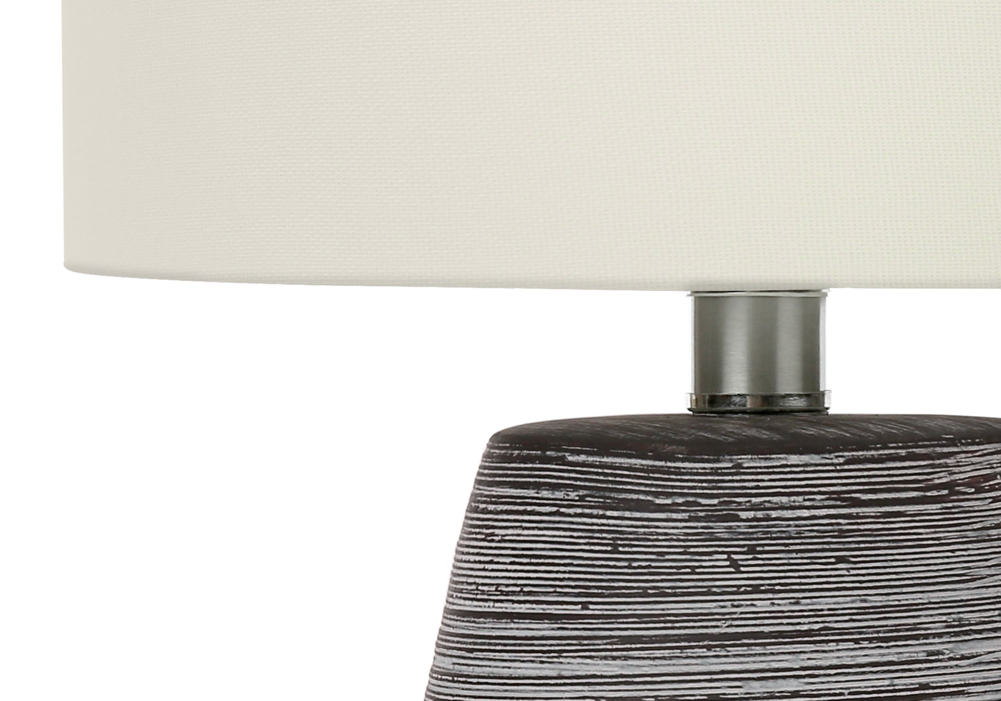 title:Lighting, 19"h, Table Lamp, Grey Ceramic, Ivory / Cream Shade, Contemporary;color:Grey