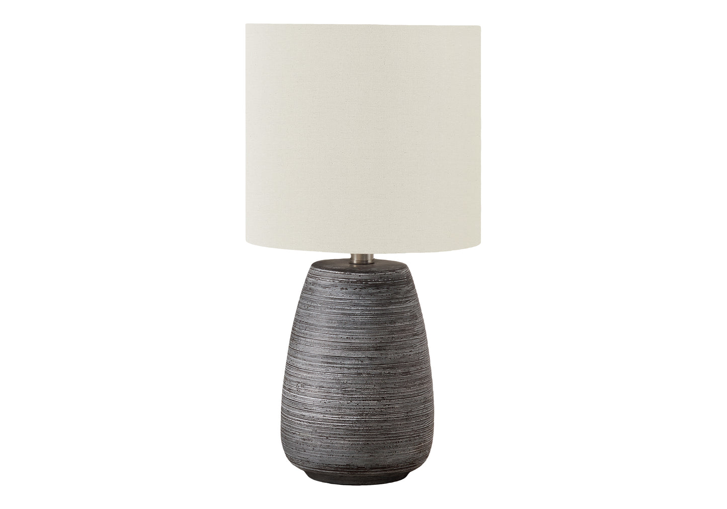 title:Lighting, 19"h, Table Lamp, Grey Ceramic, Ivory / Cream Shade, Contemporary;color:Grey