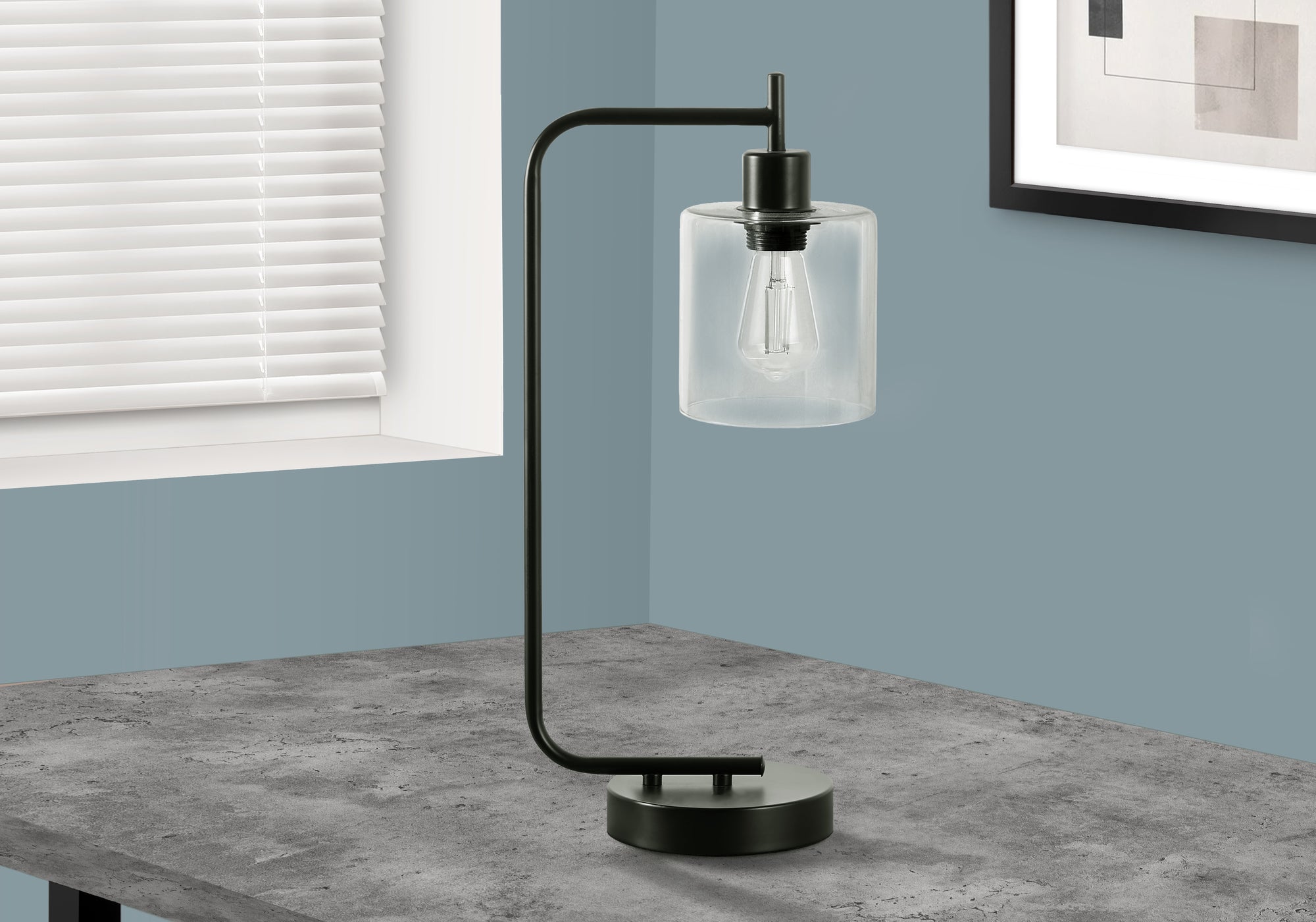 title:Lighting, 20"h, Table Lamp, Usb Port Included, Black Metal, Glass Shade, Modern;color:Black