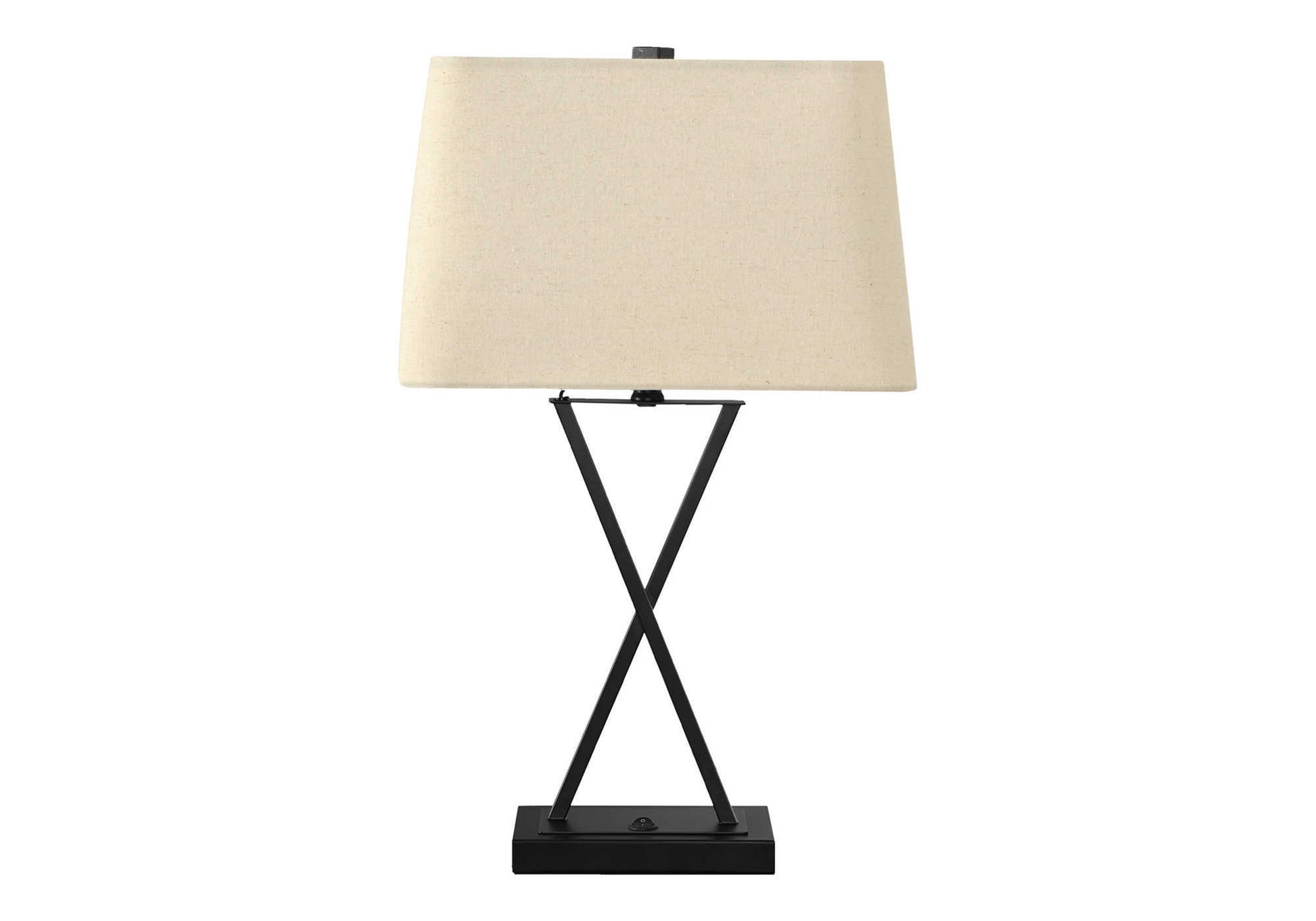 title:Lighting, 25"h, Table Lamp, Usb Port Included, Black Metal, Beige Shade, Transitional;color:Black