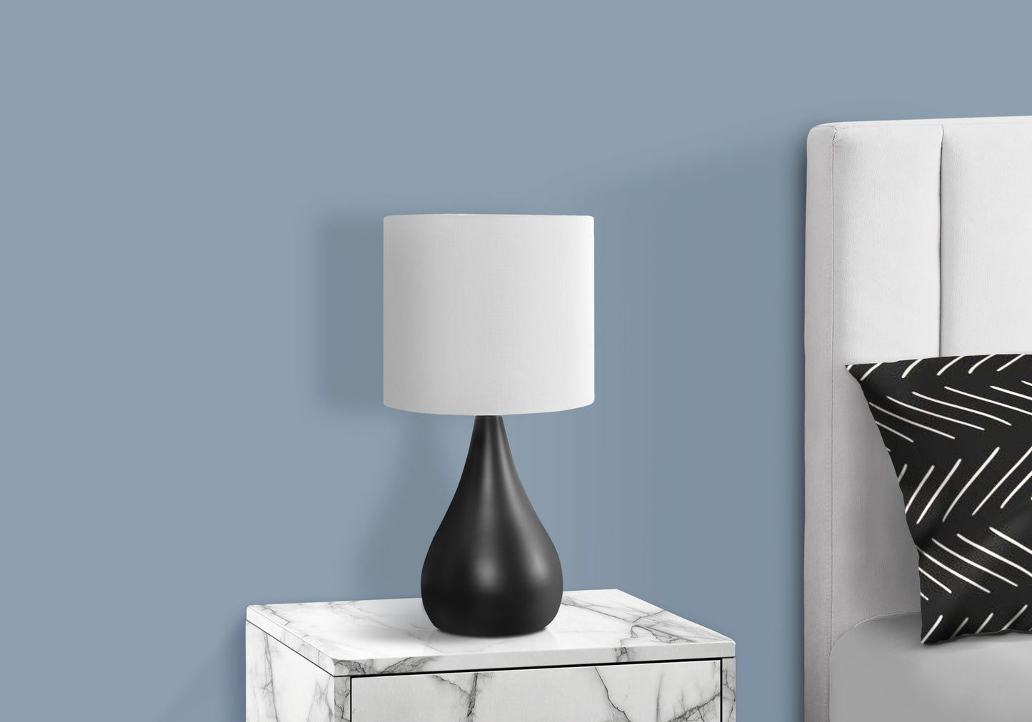 title:Lighting, Set Of 2, 18"h, Table Lamp, Black Metal, Ivory / Cream Shade, Contemporary;color:Black