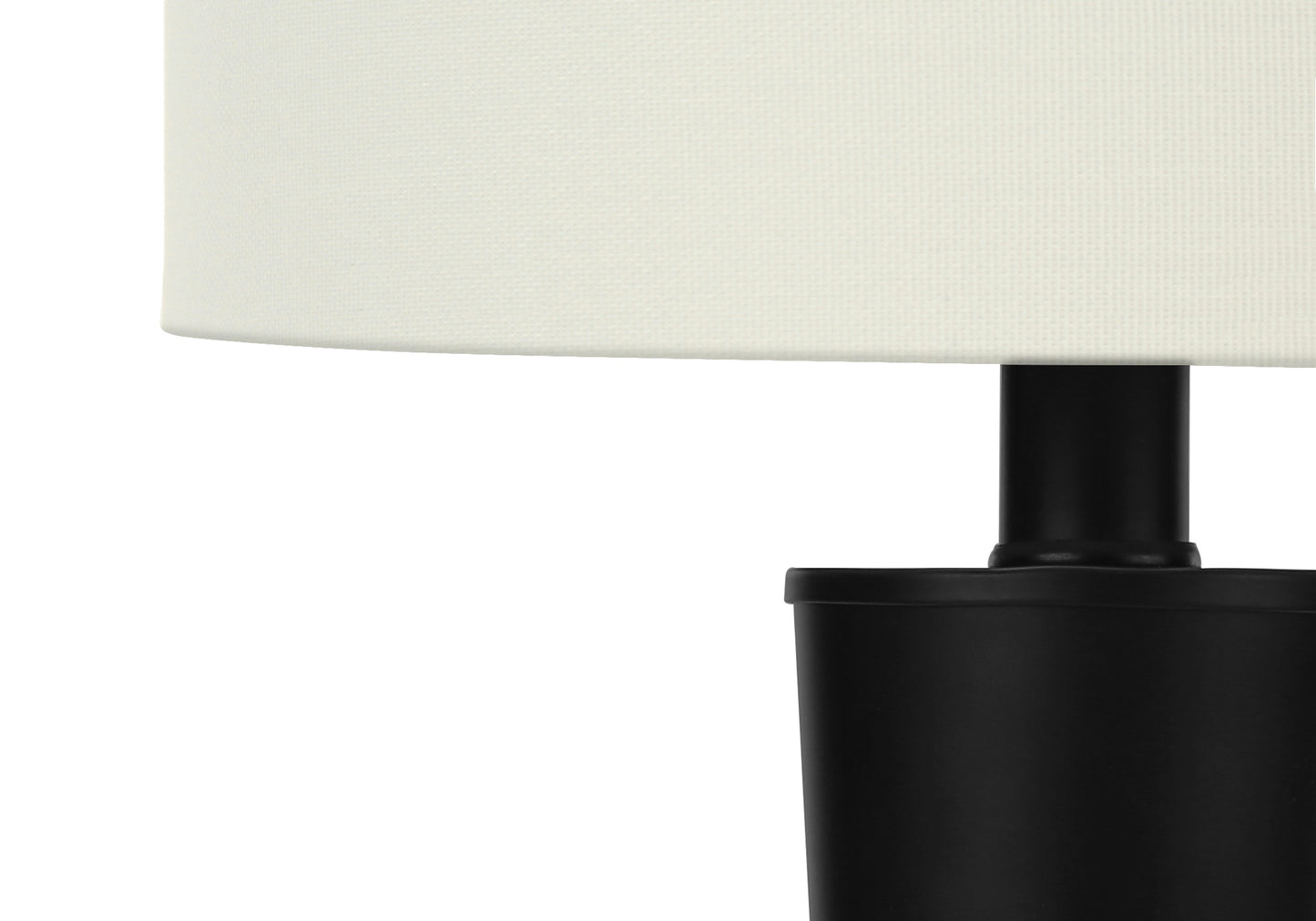 title:Lighting, Set Of 2, 24"h, Table Lamp, Usb Port Included, Black Metal, Ivory / Cream Shade, Contemporary;color:Black