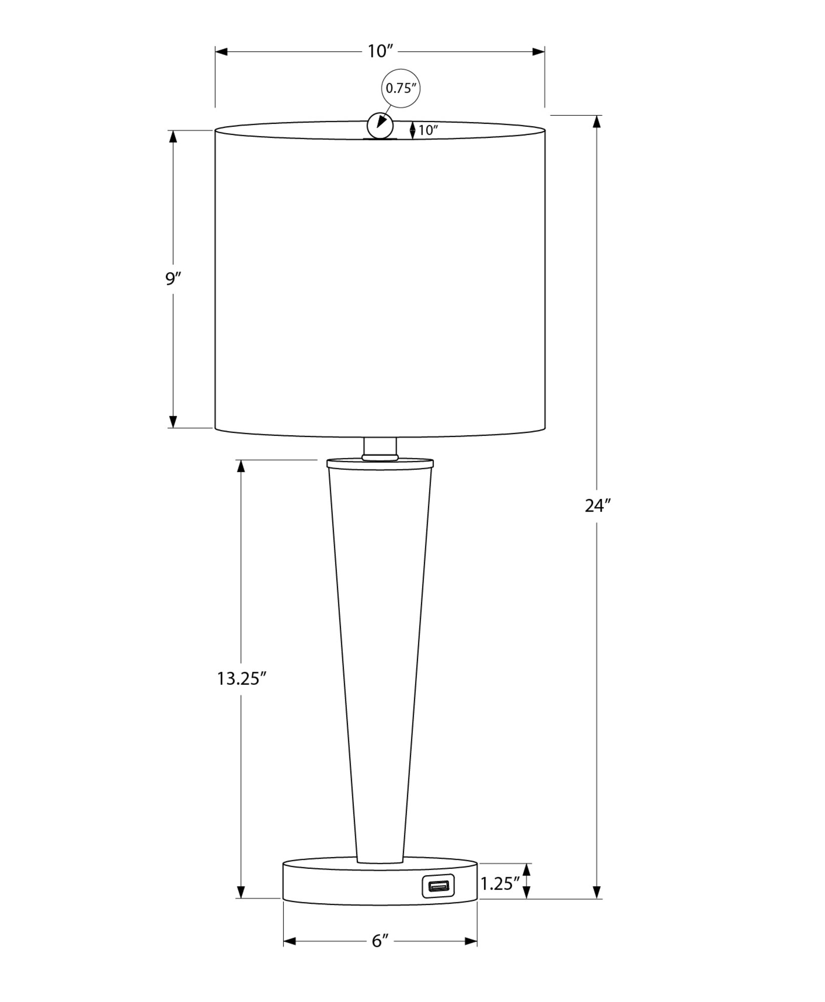 title:Lighting, Set Of 2, 24"h, Table Lamp, Usb Port Included, Black Metal, Ivory / Cream Shade, Contemporary;color:Black