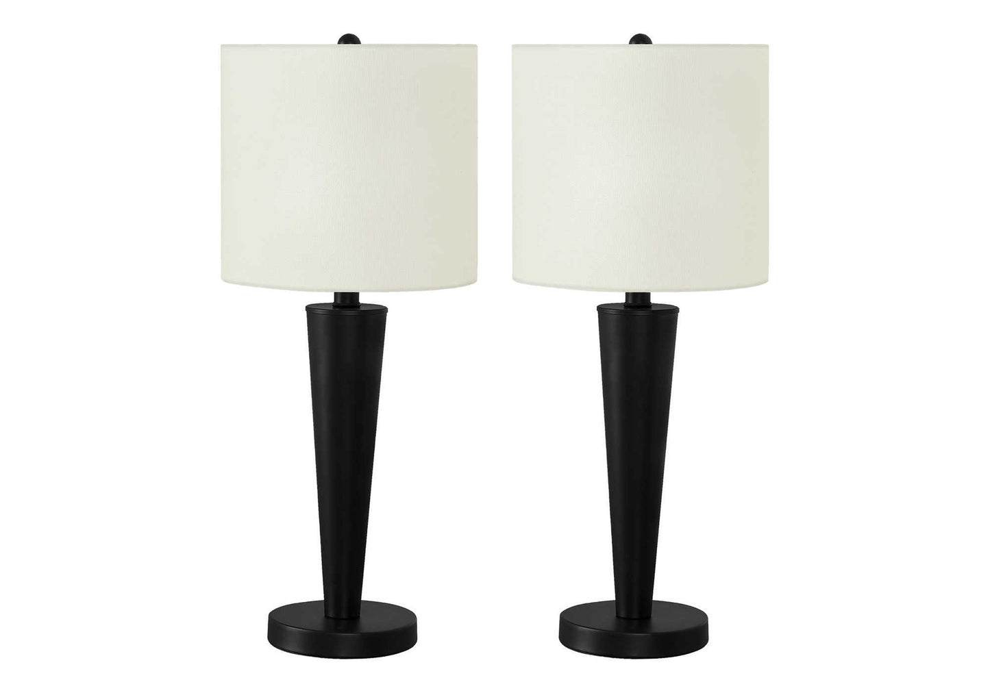 title:Lighting, Set Of 2, 24"h, Table Lamp, Usb Port Included, Black Metal, Ivory / Cream Shade, Contemporary;color:Black