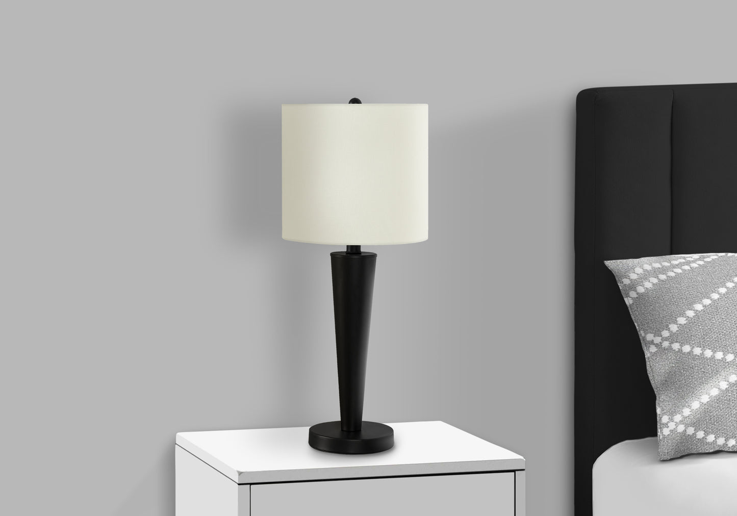 title:Lighting, Set Of 2, 24"h, Table Lamp, Usb Port Included, Black Metal, Ivory / Cream Shade, Contemporary;color:Black