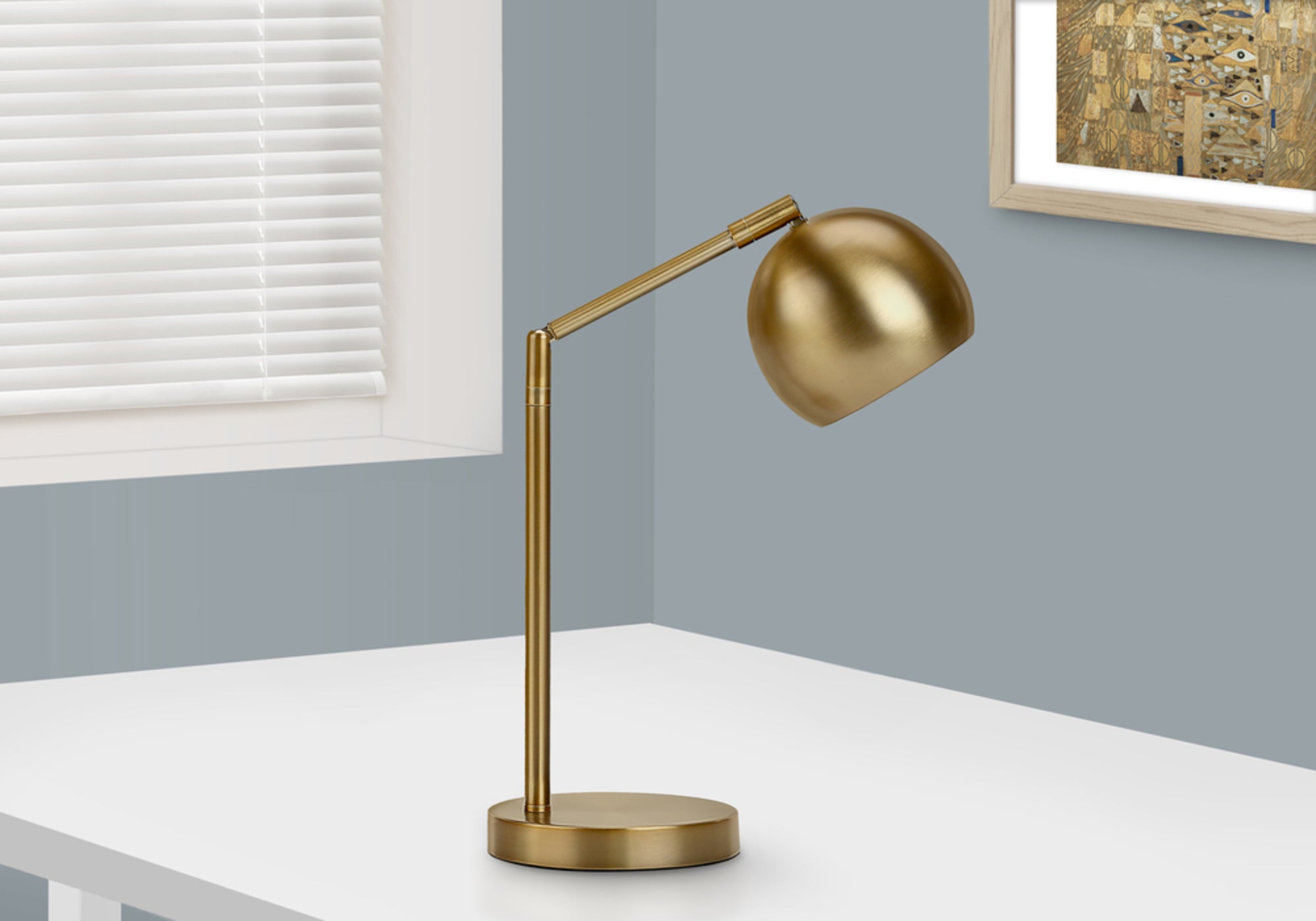 title:Lighting, 19"h, Table Lamp, Gold Metal, Gold Shade, Contemporary;color:Gold