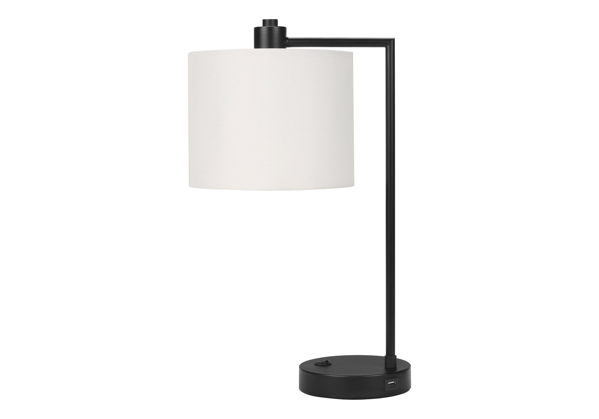 title:Lighting, 19"h, Table Lamp, Usb Port Included, Black Metal, Ivory / Cream Shade, Modern;color:Black