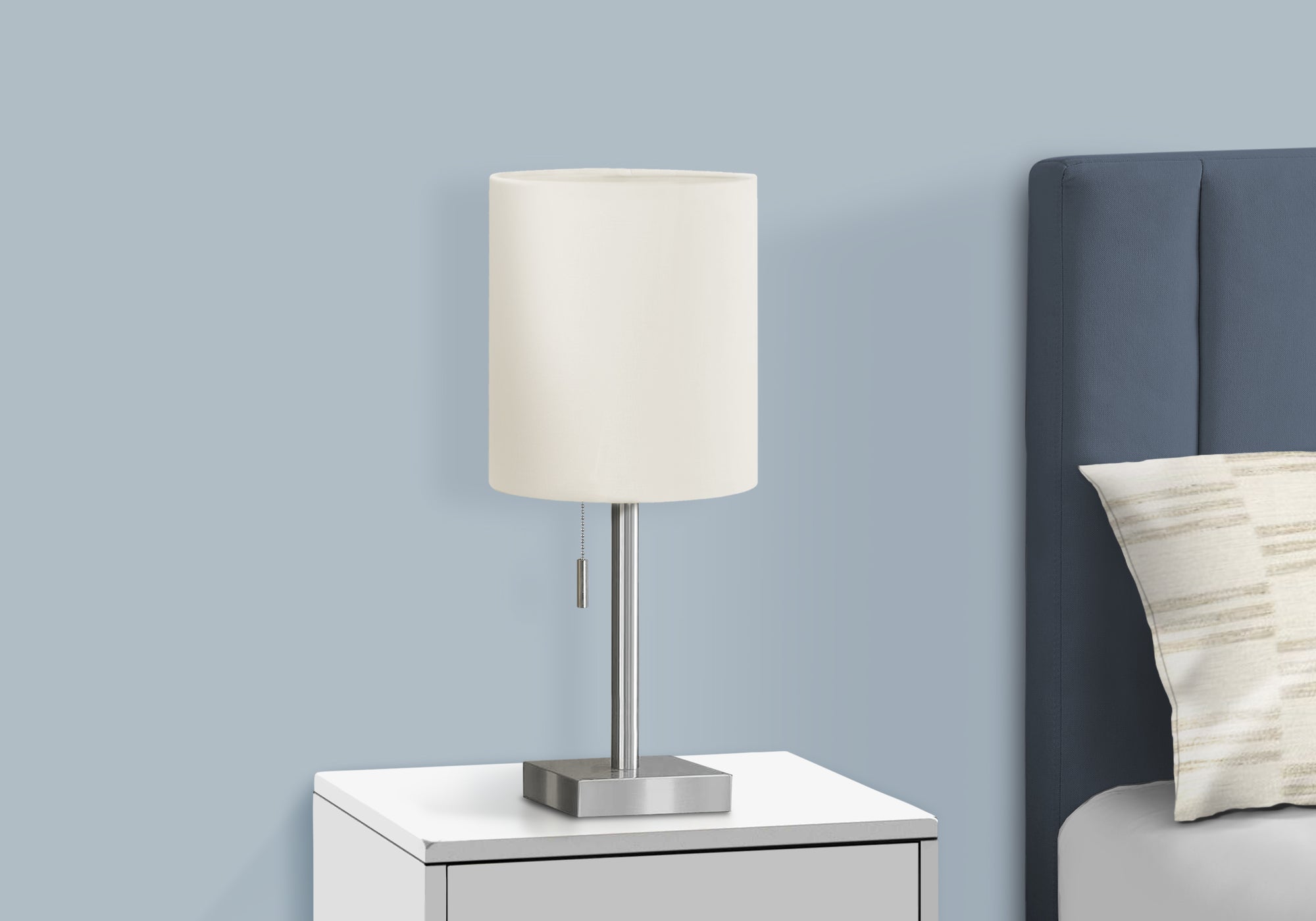 title:Lighting, Set Of 2, 17"h, Table Lamp, Usb Port Included, Nickel Metal, Ivory / Cream Shade, Contemporary;color:Silver