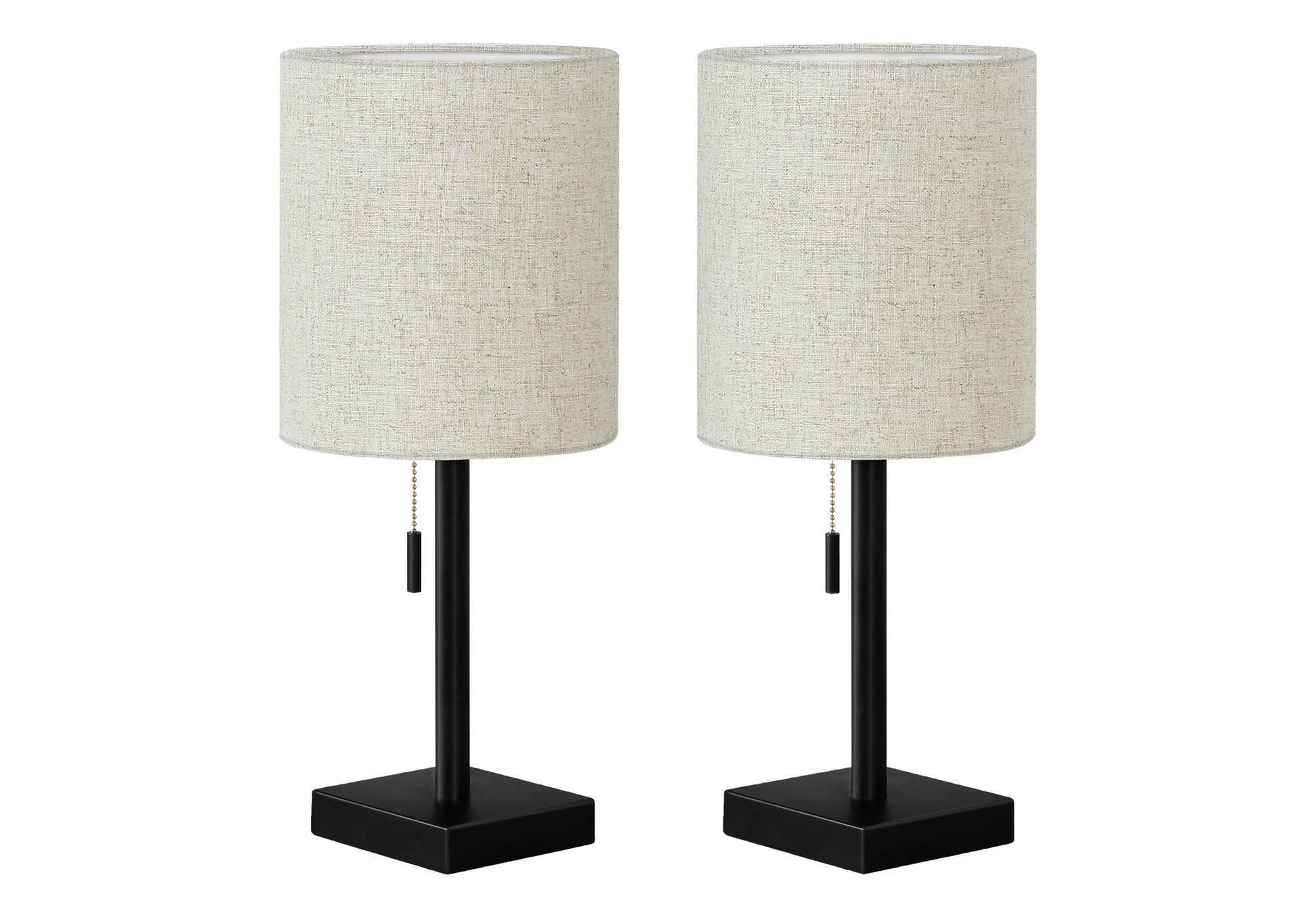 title:Lighting, Set Of 2, 17"h, Table Lamp, Usb Port Included, Black Metal, Beige Shade, Contemporary;color:Black