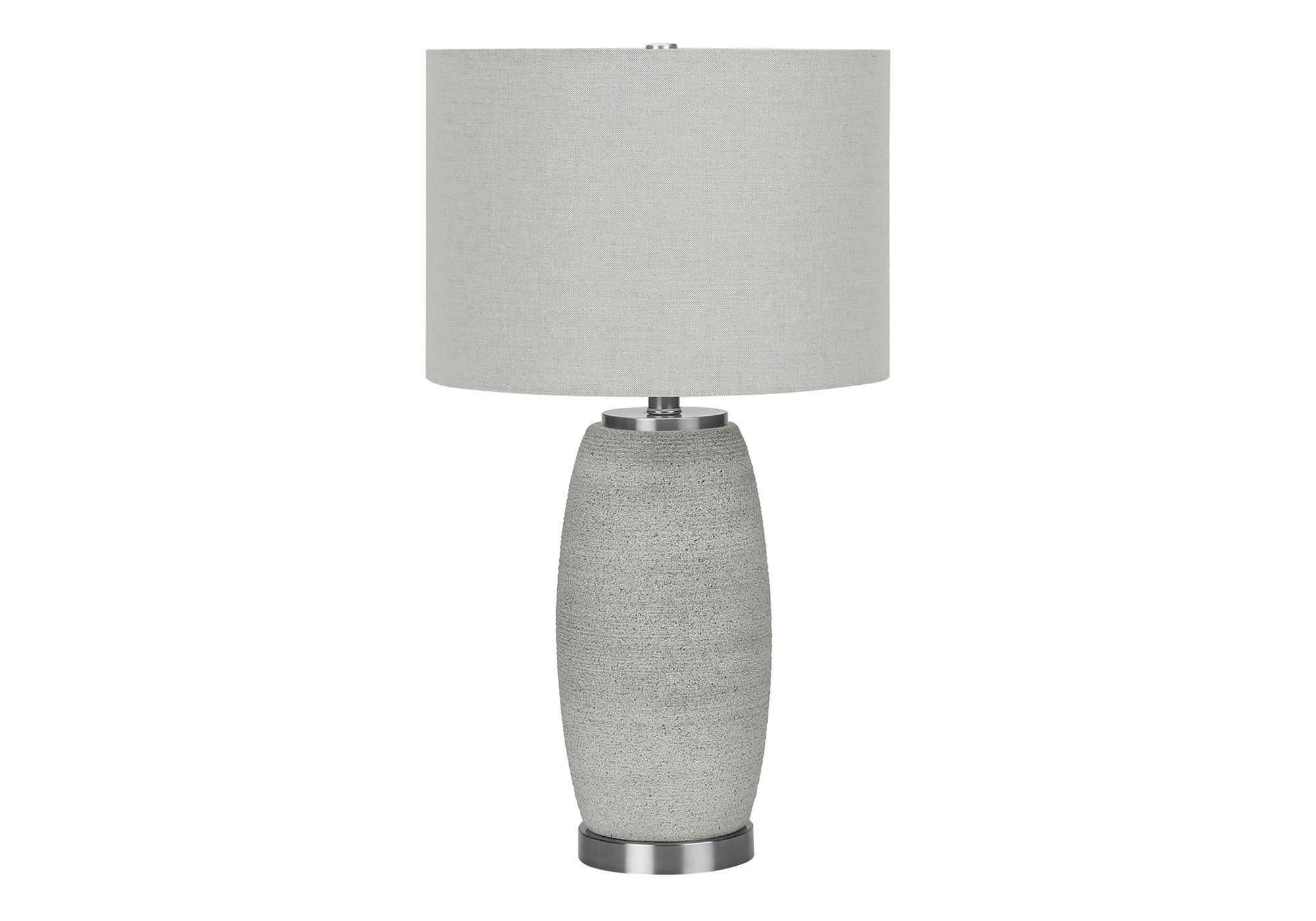 title:Lighting, 25"h, Table Lamp, Grey Ceramic, Grey Shade, Modern;color:Grey