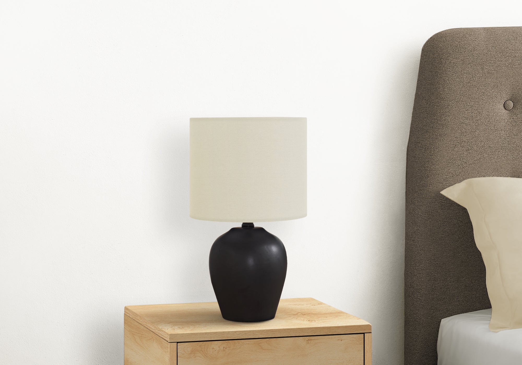 title:Lighting, 17"h, Table Lamp, Black Ceramic, Ivory / Cream Shade, Transitional;color:Black