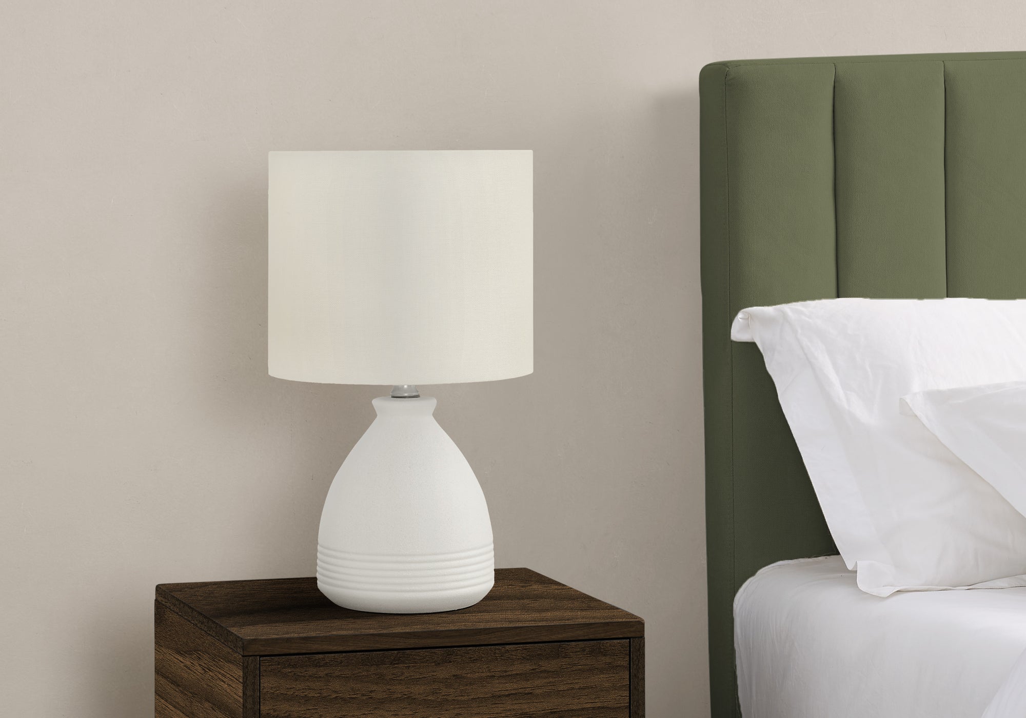 title:Lighting, 17"h, Table Lamp, Cream Ceramic, Ivory / Cream Shade, Modern;color:Cream