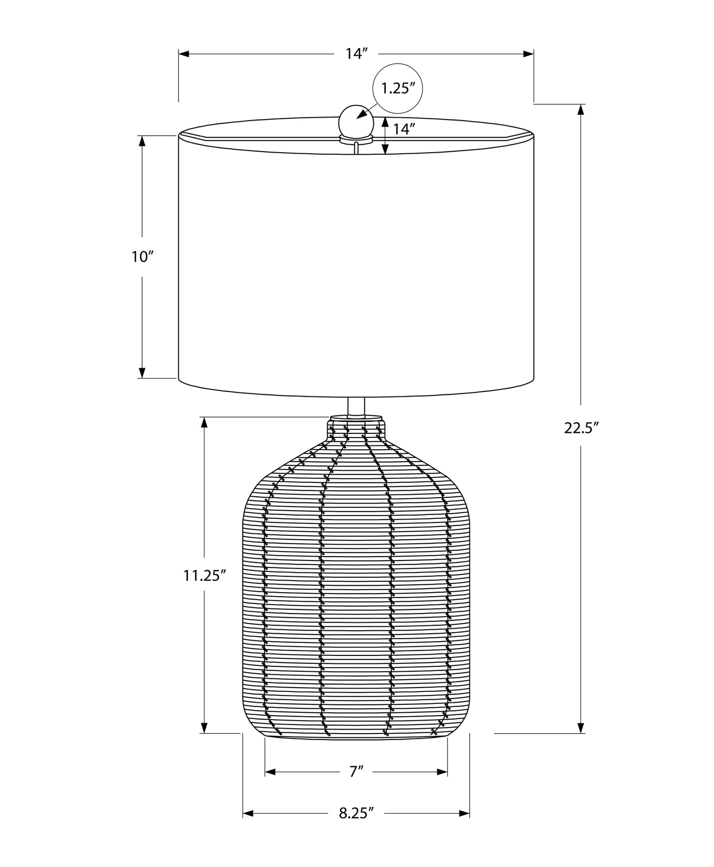 title:Lighting, 23"h, Table Lamp, Brown Rattan, Beige Shade, Modern;color:Brown