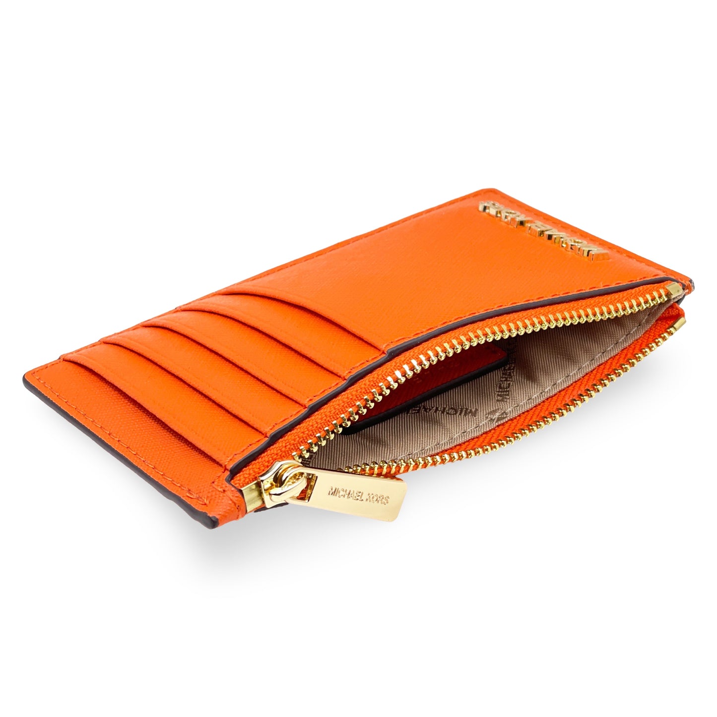 title:Michael Kors Women's Jet Set Travel Medium Top Zip Card Case;color:Poppy