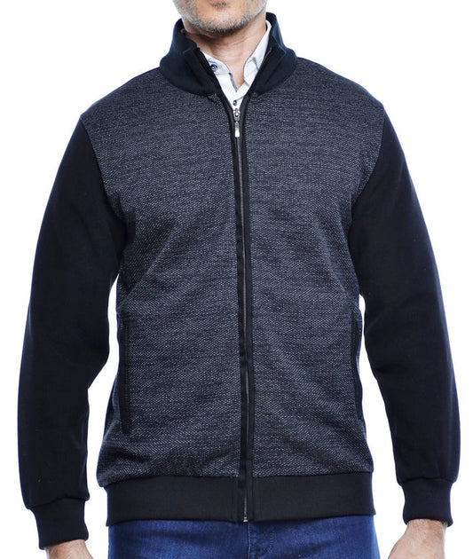 Black and Grey Knit Zip Up