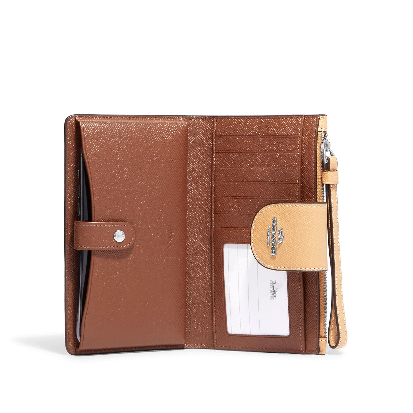 title:Coach Women's Tech Phone Wallet;color:Latte