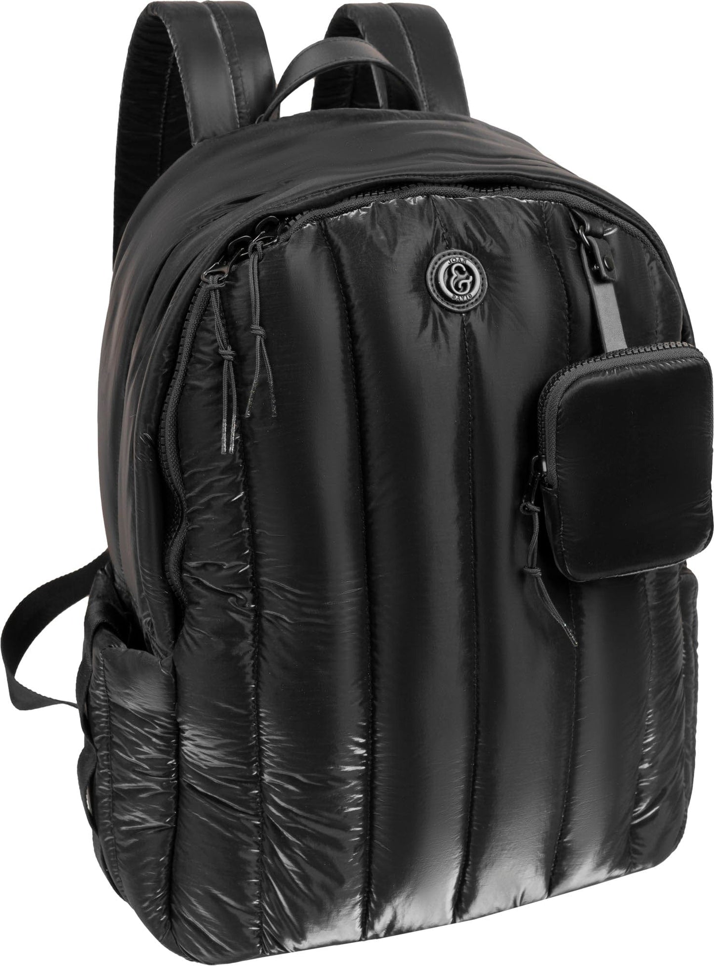 Joan & David Tubular Quilted Metallic Puffer Nylon 18 Inch Workbook Backpack