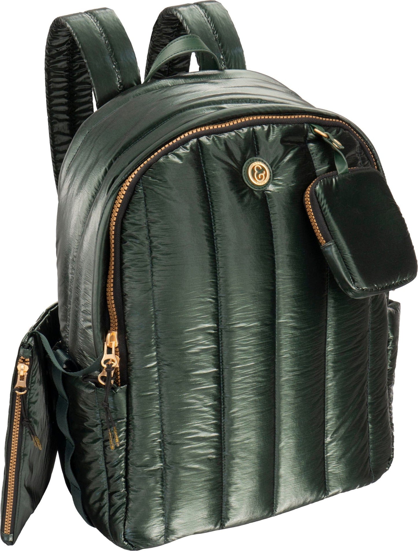 Joan & David Tubular Quilted Metallic Puffer Nylon 18 Inch Workbook Backpack