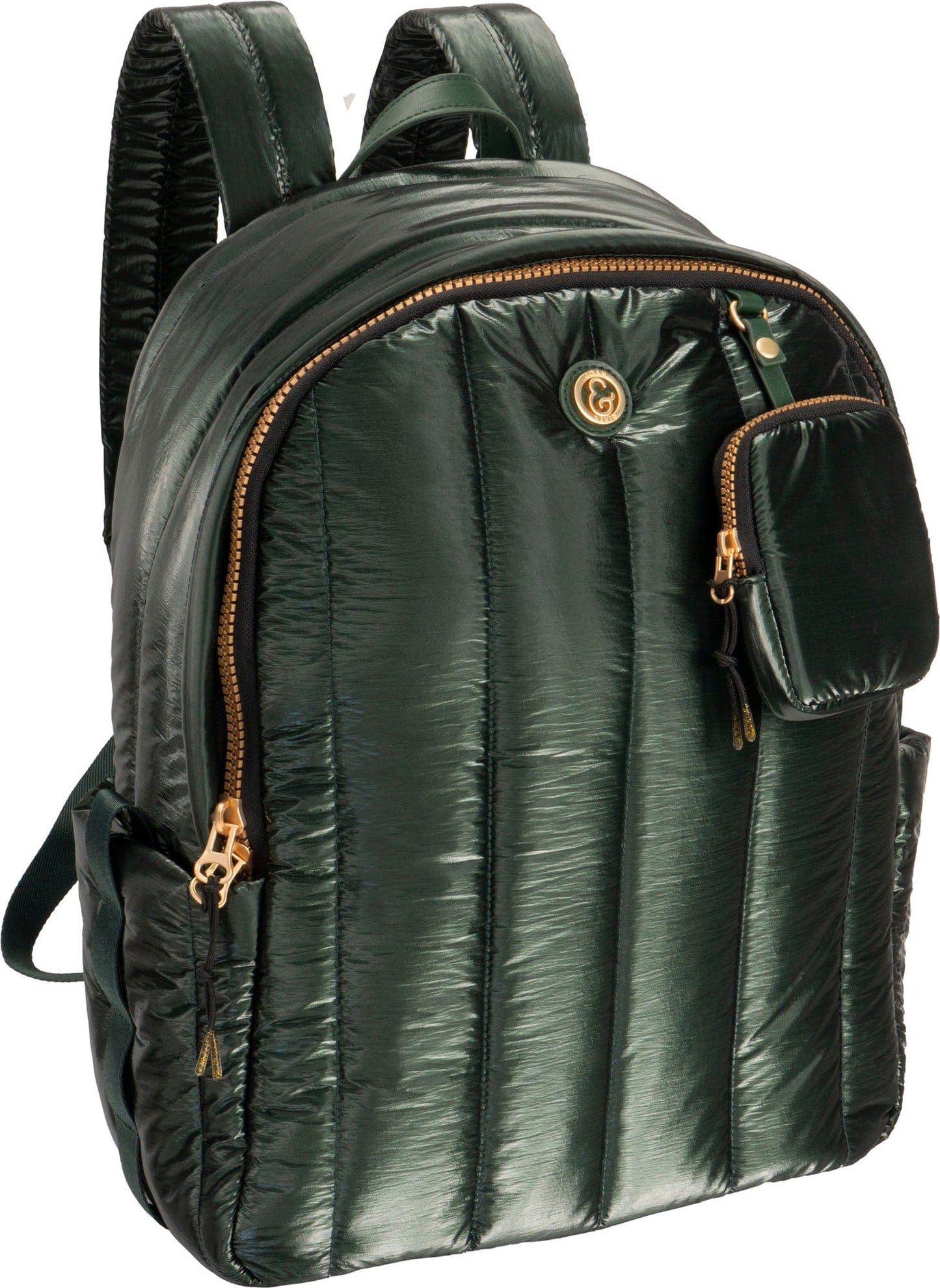 Joan & David Tubular Quilted Metallic Puffer Nylon 18 Inch Workbook Backpack