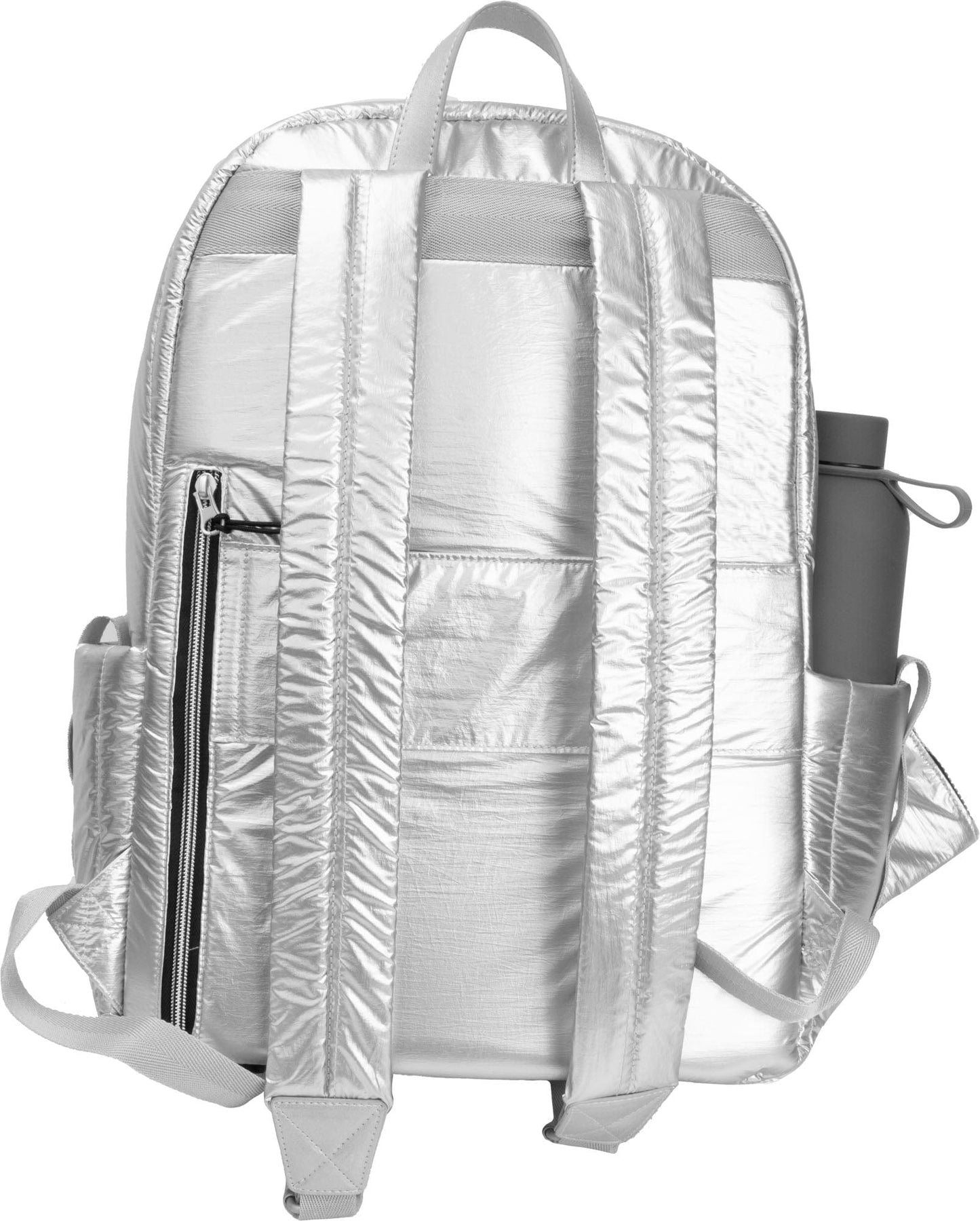 Joan & David Tubular Quilted Metallic Puffer Nylon 18 Inch Workbook Backpack