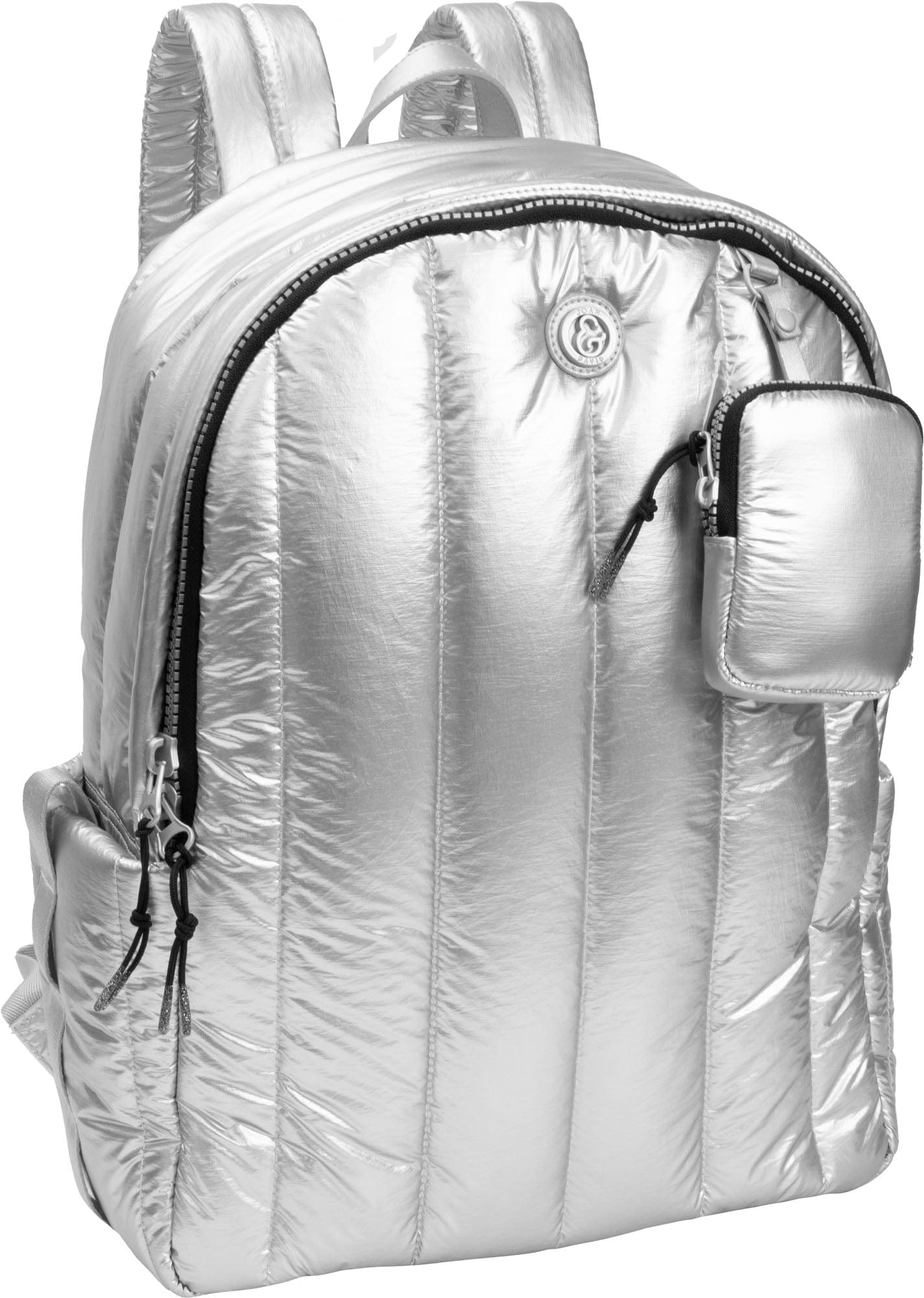 Joan & David Tubular Quilted Metallic Puffer Nylon 18 Inch Workbook Backpack