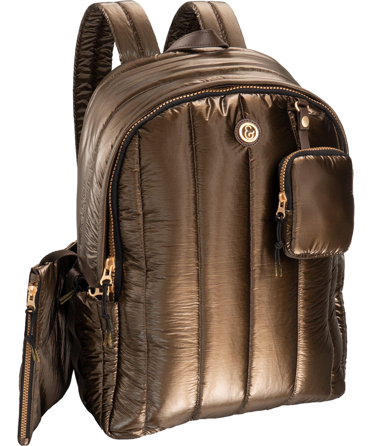 Joan & David Tubular Quilted Metallic Puffer Nylon 18 Inch Workbook Backpack