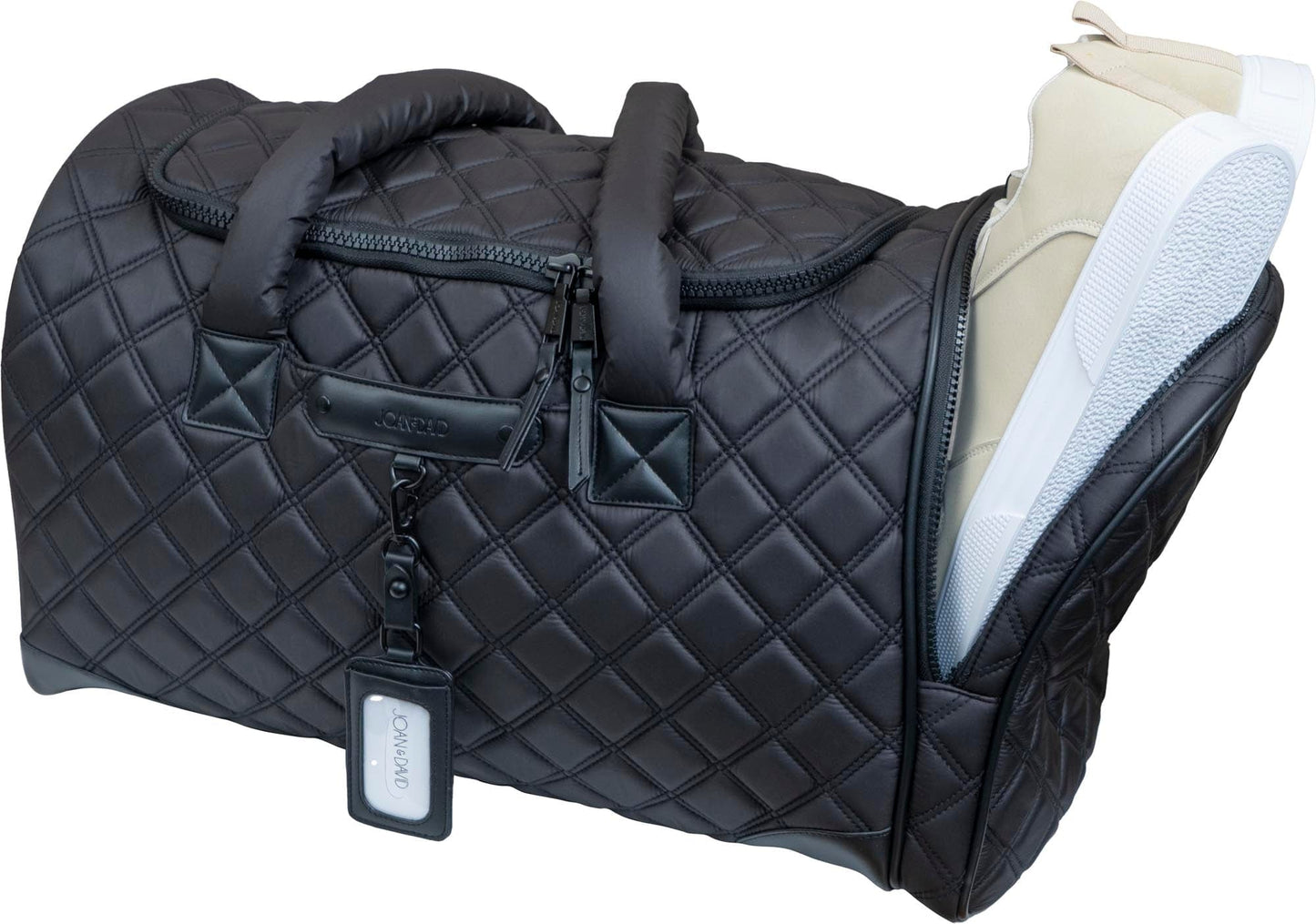 Joan & David 22 Inch Diamond Quilted Parachute Nylon Shoe Pocket Duffel Bag