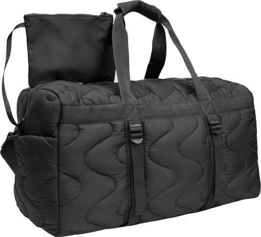 Joan & David 22 Inch Puffer Wave Quilted Nylon Duffel Bag