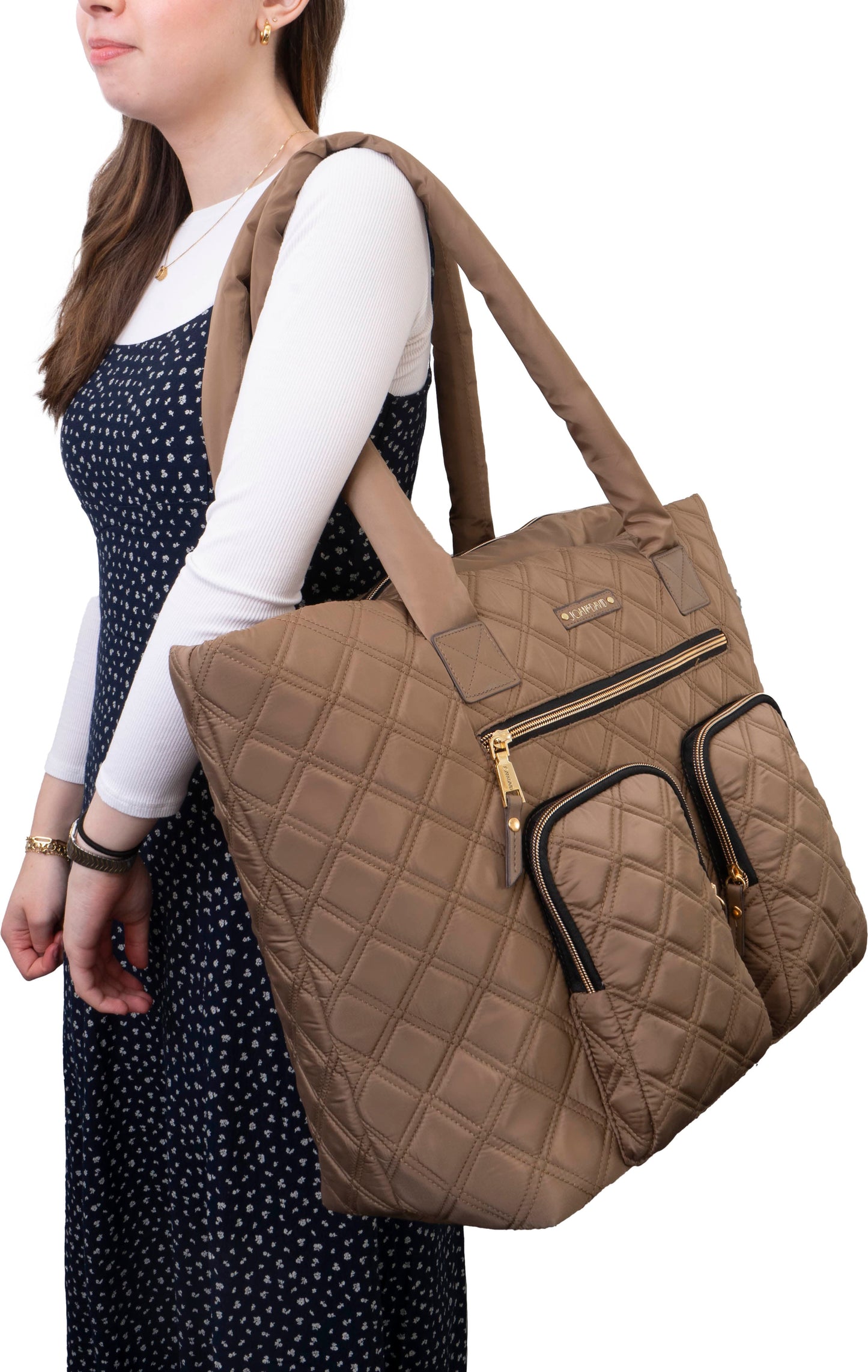 Joan & David Diamond Quilted Nylon Tote