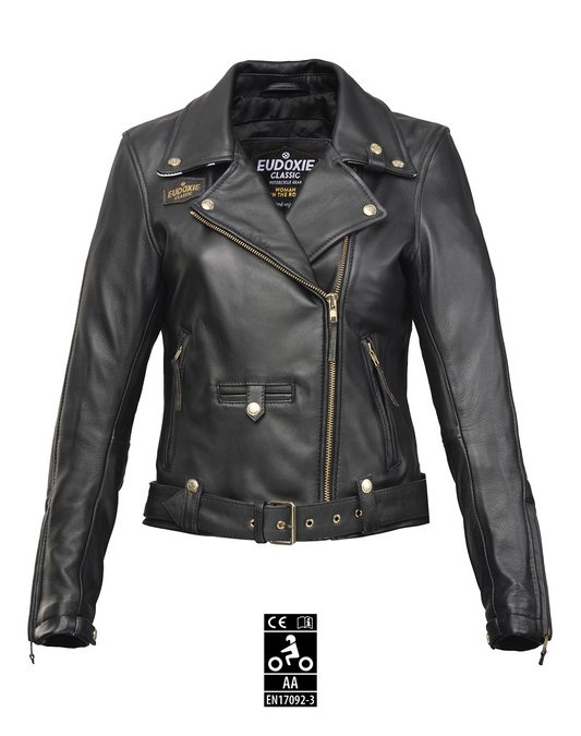 title:EUDOXIE JL-EVE-AMY  LEATHER JACKET BLACK;color:Black