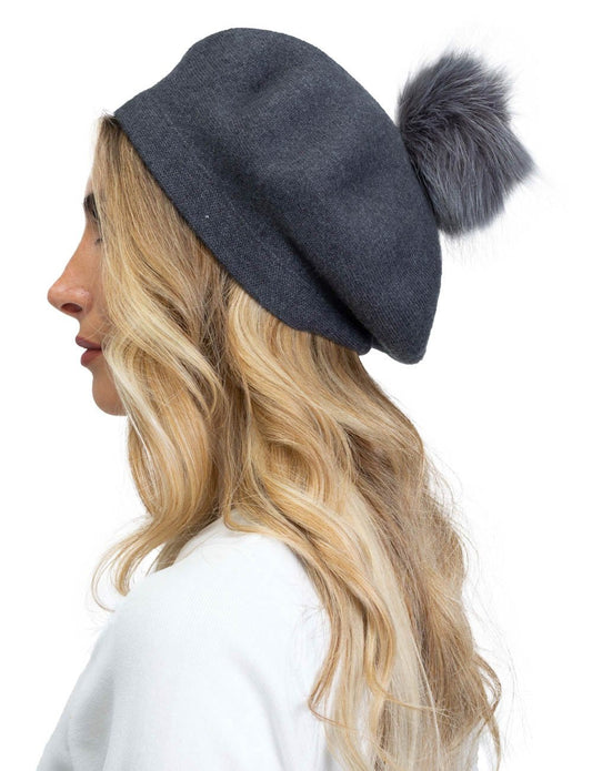 Jones New York Knit Pom Pom Beret