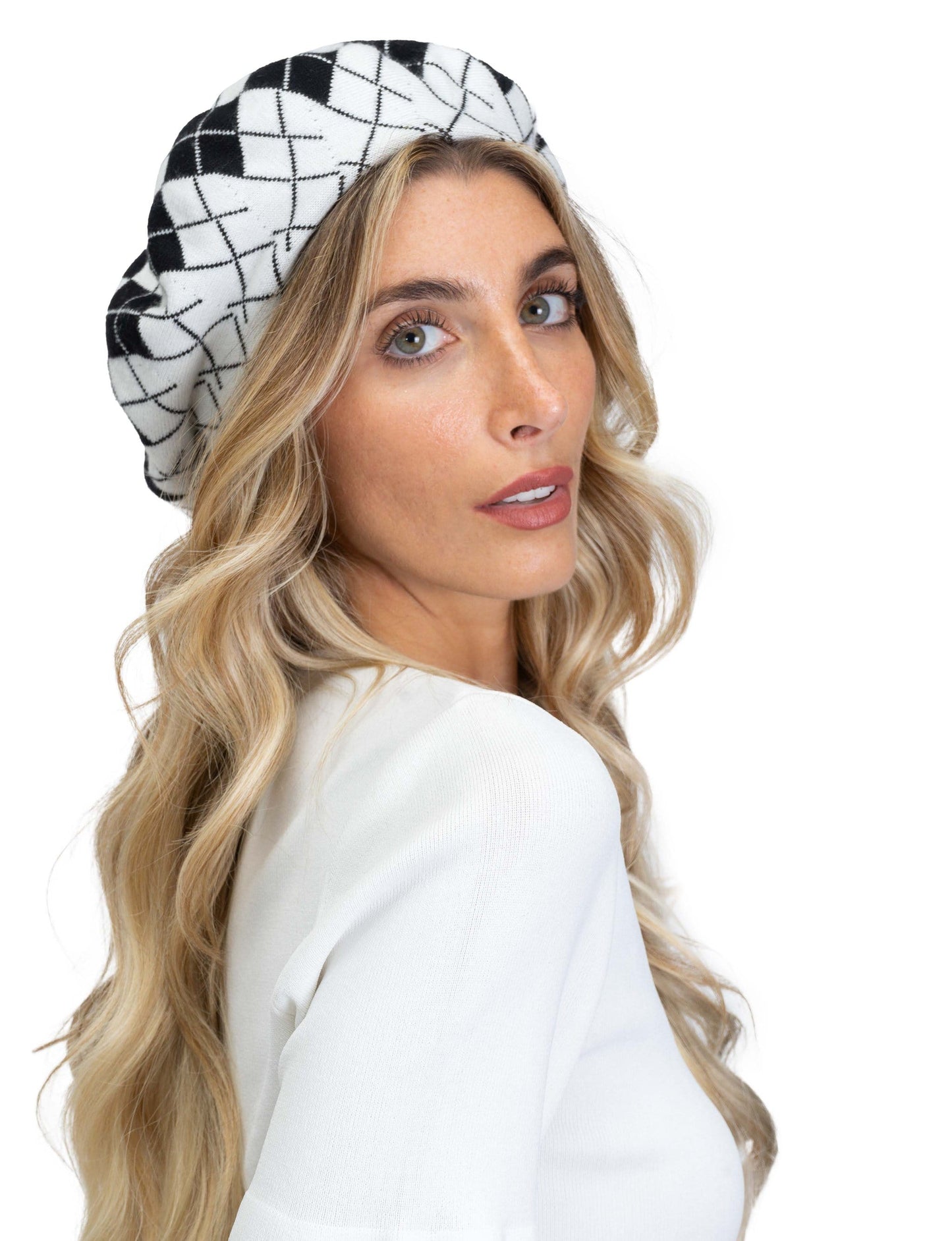 Jones New York Diamond Pattern Beret