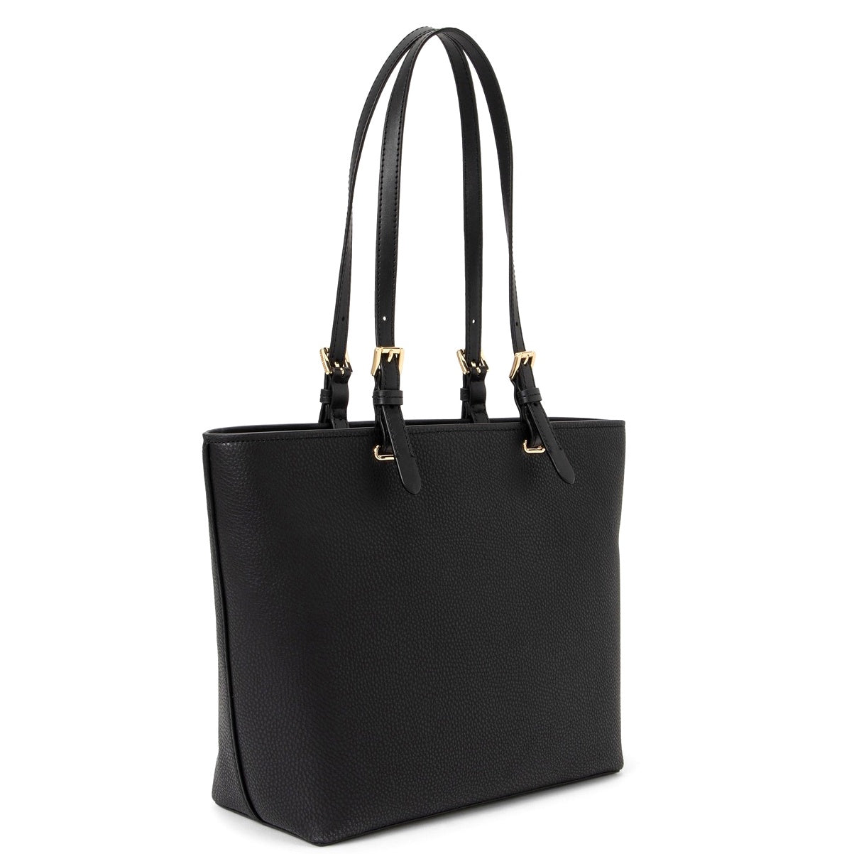 title:Michael Kors Women's Jet Set Medium Pocket Vegan Leather Tote Bag;color:Black