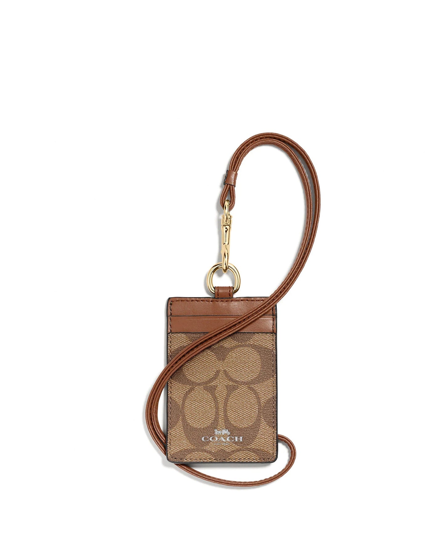 title:Coach Women's Id Lanyard In Signature Canvas;color:Khaki Saddle