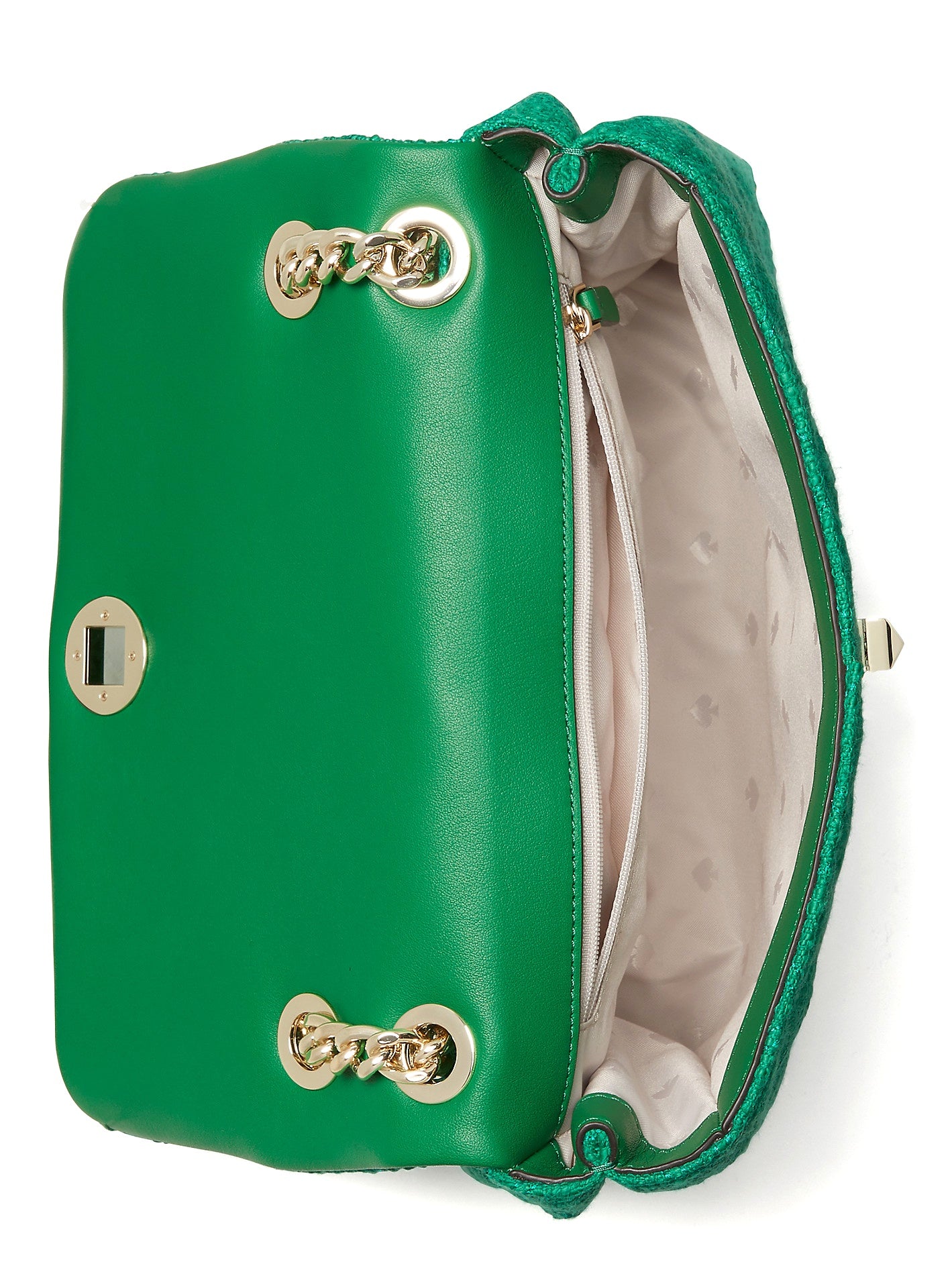 title:Kate Spade Women's Natalia Solid Tweed Medium Flap Shoulder Bag;color:Green Bean