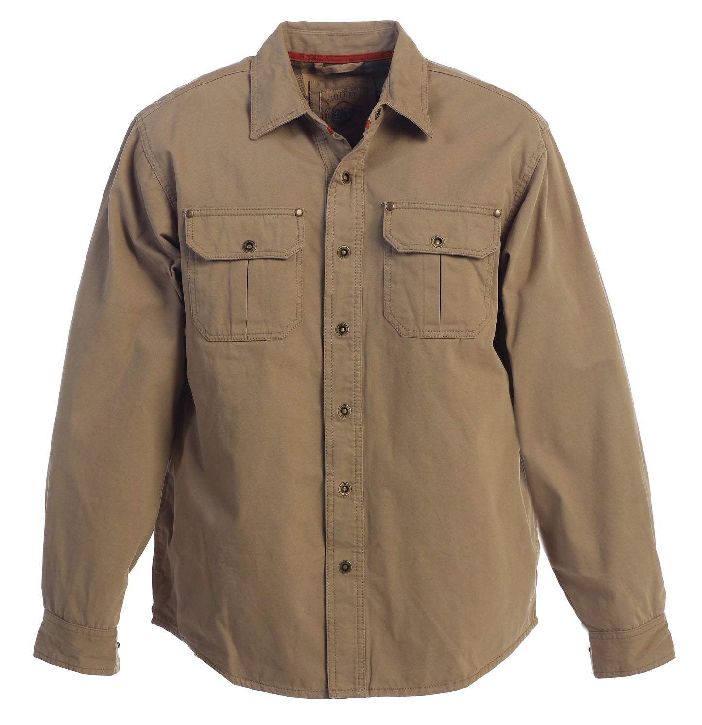 title:Gioberti Men's Khaki Cotton Brushed and Soft Twill Shirt Jacket with Flannel Lining;color:Khaki