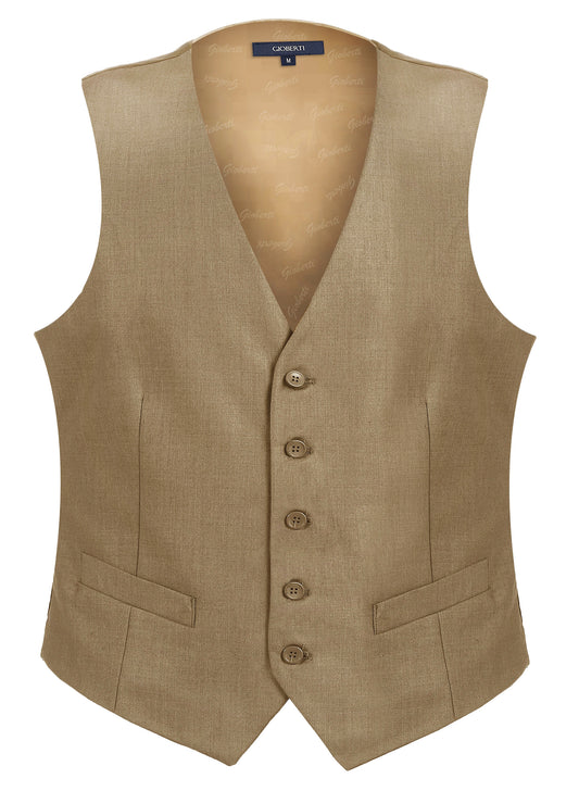 title:Gioberti Men's Khaki Formal Suit Vest;color:Khaki