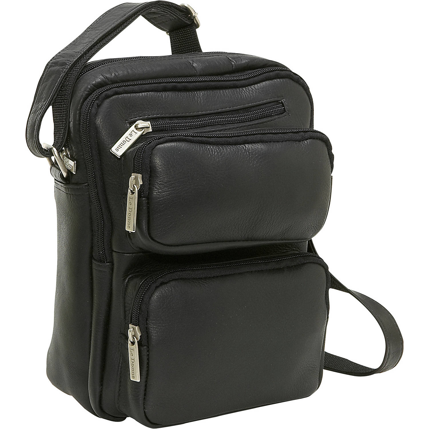 title:Leather Multi Pocket Mens Bag;color:Black